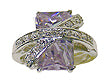 CZ Stone Ring 2  bands cross over NF80950-2ame closeout @ $2