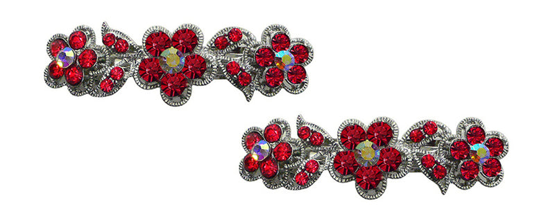 Bella Pair of Small Flower Barrettes for Thin Hair Women and Young Girls U86250-1338