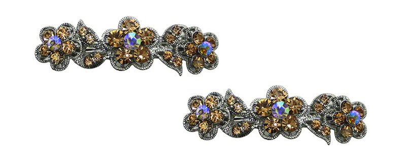 Bella Pair of Small Flower Barrettes for Thin Hair Women and Young Girls U86250-1338