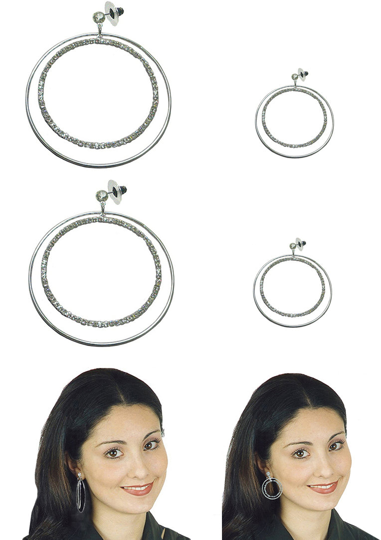 Brand jcgy Set of 2 & Set of 3 Crystal Double Hoops Earrings Movement Earrings AD89800-8131-2/3