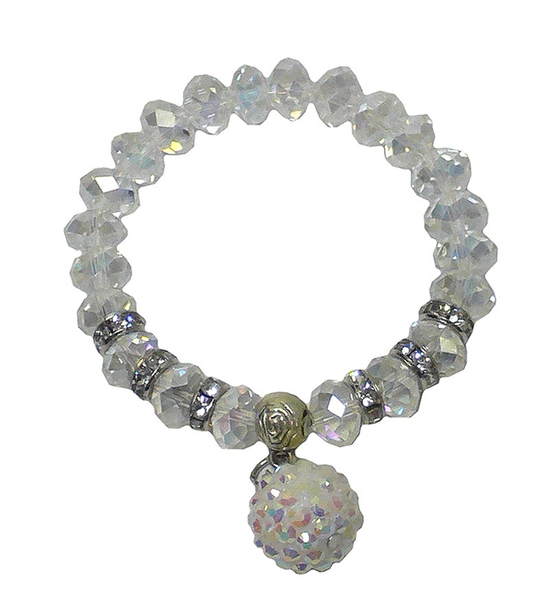 Bracelet49met Bella Elastic sparkly Crystal Bracelet in Metallic Gray, Silver, Crystal 0049met