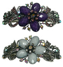 Set of 2 Bella Large Barrettes Colorful Beads Sparkly Crystal Thick Hair Hairclip U0052-2
