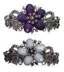 Set of 2 Bella Large Barrettes Colorful Beads Sparkly Crystal Thick Hair Hairclip U0052-2
