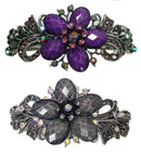 Set of 2 Bella Large Barrettes Colorful Beads Sparkly Crystal Thick Hair Hairclip U0052-2