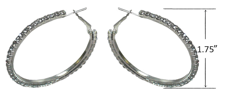 Crystal Hoop Earrings Slender Single Row Crystals White Bridal Hoop AD89010-68620