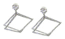 Dangle Earrings 2 Overlapping Diamond Squares in Crystal AB and Crystal White AD89700-8656