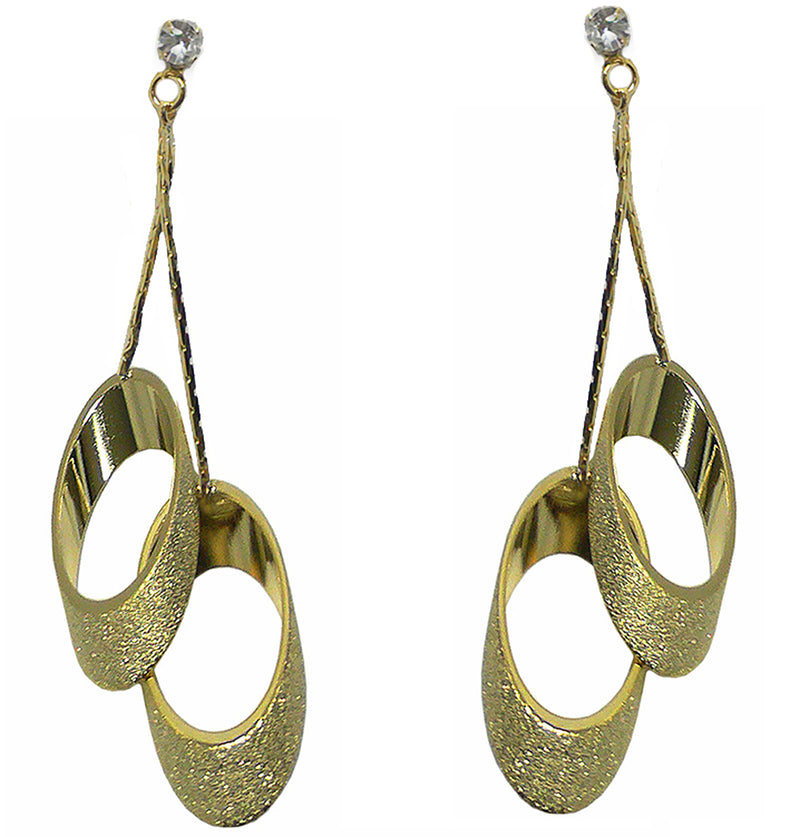 Dangle Earrings in Metalic Royal Gold Tone Shiny Polish Finish AC89700-1