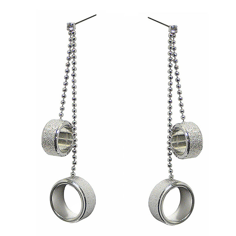 Dangle Earrings, metalic -Silver Tone - AC89700-3