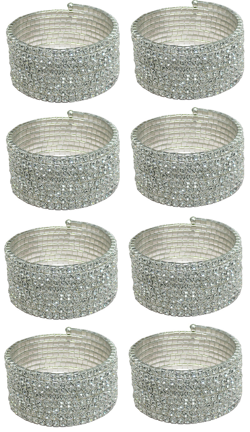 Set of 6 & Set of 8 Brand jcgy Crystal Spiral Bracelet 8 Strands Crystal Spirals Bridal,  Parties 5614-6-8