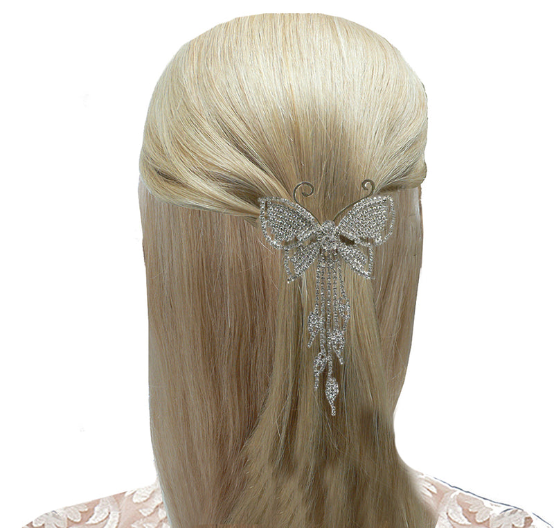 Brand jcgy Crystal White Butterfly Barrette Bridal Barrette Wedding Hairclip AD86014-9050