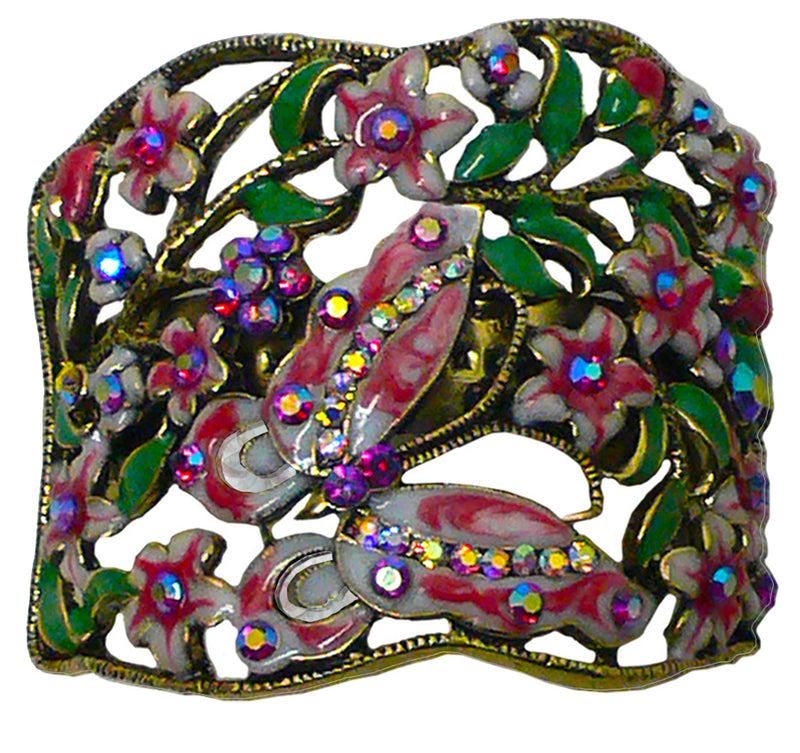 Crystal Butterfly and Flower Hair Holder Barrette