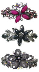 BL53 Bella Combo Set of 3 Large Butterfly/Flower Thick Hair Barrettes 2to3 Style Set-0053-14-52