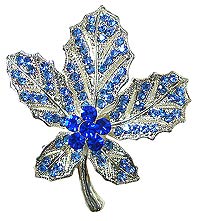 Crystal Leaf Brooch, blue,  AC84010-4