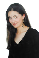 Long Dangle Earrings Gold Tone Twirling Rods with Swarovski Crystals - AC89010-1