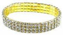Br57250gold Bella 3 rows Crystal Elastic Bracelet Gold Tone- AD8366-57250gd