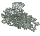 Hc63630 Bella Metal Hair Claws Crystal White Claw Clip on Silvery White Trim Bridal Clip AD86480-63380