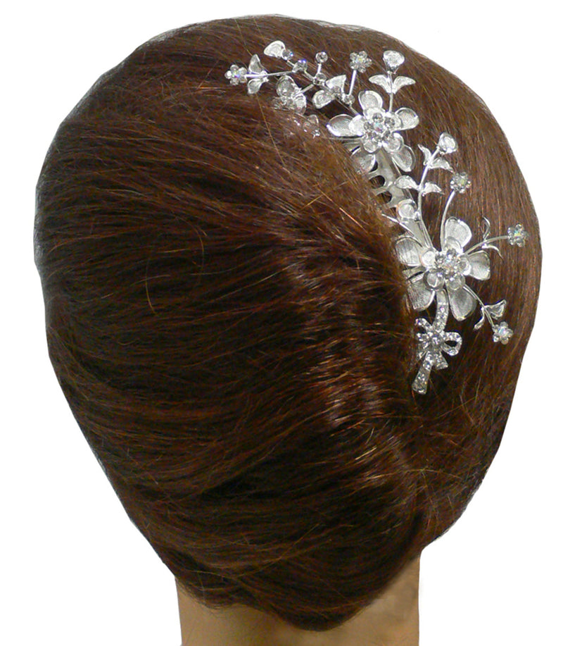 Brand jcgy Bridal Flower Comb with Silvery White Trim U863015-0059