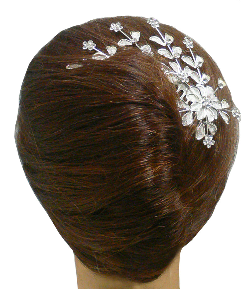 Brand jcgy Bridal Flower Comb, Silvery White Crystal Comb with Silver Color Trim AD863015-63264