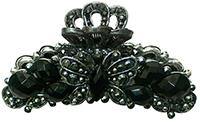 Metal Jaw Clip Antique Silver Plating Jet Black Beads Hematite Crystals AD86410-63411