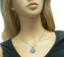 NAR010-4 Bella Necklace Chain with Medallion Pendant Beveled Top in Gray and White