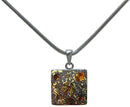 Necklace Chain & Pendant - Rhodium Plated Chain Square Pendant