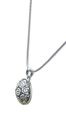 NAR010-4 Bella Necklace Chain with Medallion Pendant Beveled Top in Gray and White