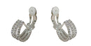 Small Crystal Triple Half Hoops Clip-on Earrings Silver Tone AD89750-69011