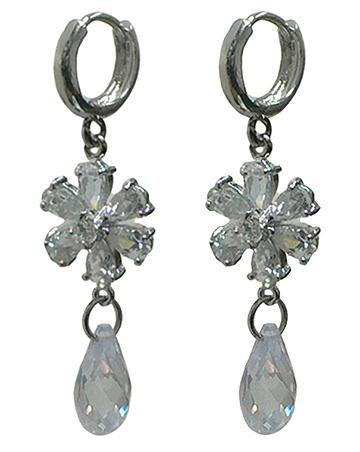Crystal White Dangle Earrings Bridal Zircon Earrings F89750-2