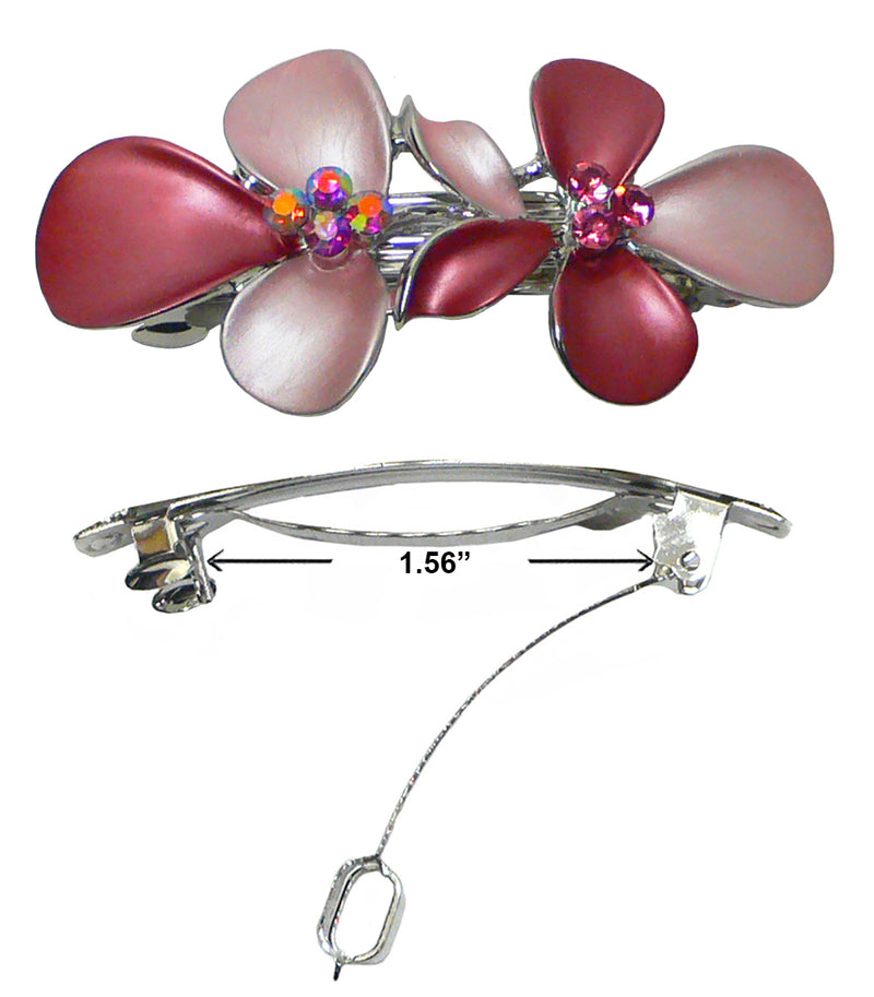 Set of 4 Small Flower Barrettes High Quality Hand Painted Hairclips NF86300-GL8-4