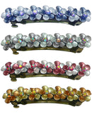Mid Size Bella Flower Barrettes with AB Crystals French Clasp GL86400-6