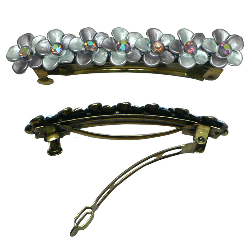 Bmid400-6 Bella Flower Barrette with AB Crystals French Clasp GL86400-6