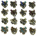 Mini Metal Jaw Claw Clips Sparkly Crystals Tiny Hair Claws Antique Gold Trim LPW864175-6