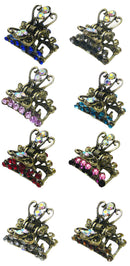 Set of 8 Mini Jaw Clips,  Tiny Bling Hair Claws Antique Gold Plating,  LPW86425-1-8