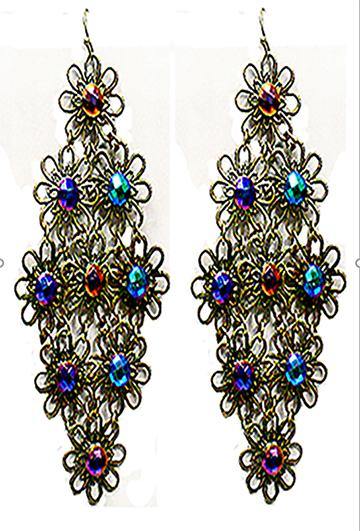 Long Dangle Earrings in Holiday Colors Gold tone NI89010-30304