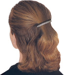 Mid Size Black and White Vintage Bar Barrette in Gold Tone Trim NM86010-2