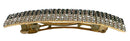 Mid Size Black and White Vintage Bar Barrette in Gold Tone Trim NM86010-2