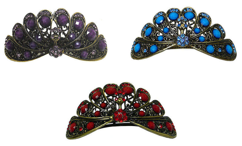 Bella Large Barrette Hair Clip Design of a Peacock for Thick Hair OD86800-5899
