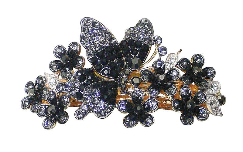 Bella Crystal Barrette Large Butterfly Flower Hair Clip for Thick Hair RW5646