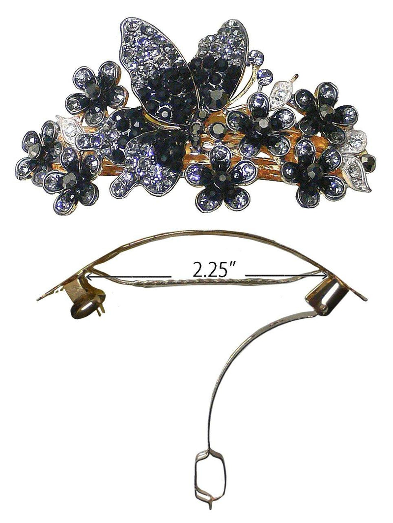 Crystal Flower Barrette Dazzled with AB crystals RW86012-5646 - Bella Fashion Jewelry Inc