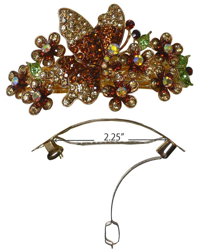 Crystal Flower Barrette Dazzled with AB crystals RW86012-5646 - Bella Fashion Jewelry Inc