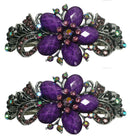 Set of 2 Bella Large Barrettes Colorful Beads Sparkly Crystal Thick Hair Hairclip U0052-2