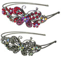 Crystal Butterfly Headband Double Metal Wire Hairband U86121-0124