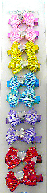 Pack of 5 pairs of Little Girls' Bowtie Hairclips U86150heartr