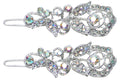 Pair of Small Barrettes Crystal Snap Clips for Thin Hair Women Young Girls U86375-2041