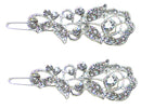 Pair of Small Barrettes Crystal Snap Clips for Thin Hair Women Young Girls U86375-2041