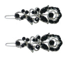 Pair of Small Barrettes Crystal Snap Clips for Thin Hair Women Young Girls U86375-2041