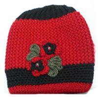 Knitted Hat with Flower Applique Ornament WS16010-YX025