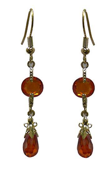 EYX012-12 Bella Dangle Earrings Natural Zircon Stones Red gold tone YX89012-2