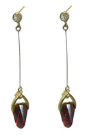 Dangle Earrings Zircon, Dainty and Elegant, Pale Gold Tone - YX89800-3