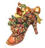 Lady's Shoe Crystal Brooch Pin,